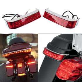 Winbuyshopusa 550727210607 Led Saddlebag Run/brake/turn Tail Light Housing Red Len Chrome For Harley 09-13