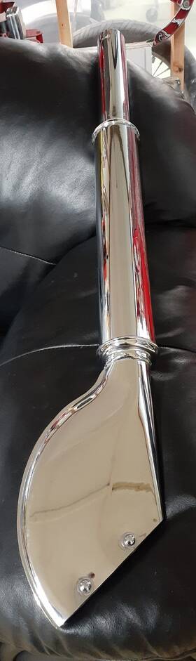 30-0140 Wyatt Gatling Harley Replica Flash Gordon Style 31-1/2 Inch Long Chrome Fishtail Muffler 1-each