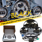 Ys-332008-7186 Unbranded Led Projector Headlight Passing Lights For Harley Touring Black