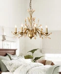27.6" Gold Retro 6-HEAD Crystal Candle Chandelier Lighting. Fixed Price $259.99.