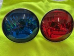 Genuine Harley Davidson 4" Halogen Red + Blue Pursuit Auxiliary Fog Lamps Tested. Fixed Price $49.95.