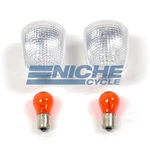 Yamaha Suzuki Front/rear Clear Turn Signal Lenses W/ Amber Bulbs. Fixed Price $24.45.