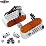 Chrome Marker Lights Amber Lenses & Mirror Mount Fit Harley Forks 5/16"HOLES. Fixed Price $35.99.