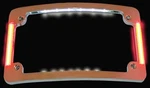 Dual Led Curved Motorcycle License Plate Frame W/ Brake Turns - Chrome Finish. Fixed Price $129.95.