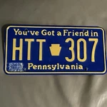 Vintage 90'S Navy Blue Pennsylvania You've Got Friend Pa License Plate Htt 307. Fixed Price $7.56.