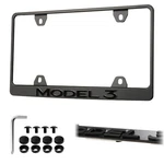 Steel License Plate Frame + Hardware Matte Black 3D Badge For Tesla Model. Fixed Price $29.95.