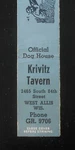 1930S? 12 Up Advance Match Krivitz Tavern Official Dog House 84TH West Allis Wi. Fixed Price $5.32.