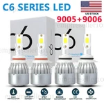 4X C6 9005 + 9006 Combo 40000LM Led Headlight Kit Hi/lo Beam Bulb 6000K White. Fixed Price $21.89.