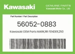 Kawasaki Genuine Mark,rr FENDER,250 56052-0883. Fixed Price $11.67.