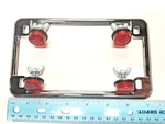 Chrome Motorcycle License Tag Plate Frame & 4 Red Reflectors Harley. Fixed Price $19.98.