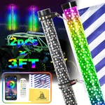 2X 3FT Thick Led Whip Spiral Chasing Rgb Fat Lights For Can Am Polaris Rzr. Fixed Price $134.09.