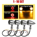 Motorcycle Amber&red Lamp Chrome Bullet Turn Signal Indicator Blinker Light 4-40. Fixed Price $85.54.
