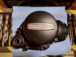 Suzuki 125 Ts Clutch Side Case Cover Vgc Painted Black. Fixed Price $74.99.