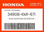 Honda Genuine Bulb, Wedge Base (12V3W)(TOSH 34908-KM1-671. Fixed Price $9.56.
