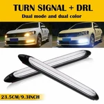 2X Amber 23.5CM White Flexible Dynamic Turn Drl Signal Strip For Headlight. Fixed Price $13.39.