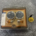 New Harley Davidson Oem Bullet Rear Turn Signal Trim Ring Set Chrome Genuine. Fixed Price $123.45.