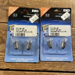 Eiko 53-BP Auto Replacement Bulbs 2W 12/14.40V (QTY-2) Nos. Fixed Price $14.00.