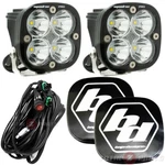 Baja Designs Squadron Pro Led Pair Clear Spot Lights, Wiring, Rock Guard Covers. Fixed Price $449.85.