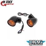 Drag Specialties 2020-0602 Black Amber Rear Bullet-style Turn Signals. Fixed Price $147.61.