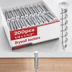 Blulu 200 Pcs Drywall Anchors 1/4 X 11/2 Inch Pan Head Alloy Steel Light Wall.... Fixed Price $40.59.