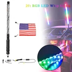 2FT Rgb Led App Whip Lights Antenna W/ Flag Remote Control For Polaris Utv Atv. Fixed Price $71.65.