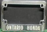 Nice Vintage Ontario California Honda Motorcycle Licence Plate Frame. Fixed Price $75.00.
