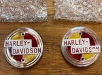 Harley-davidson Fuel Tank Emblems 1957 Vintage Style Red Gold Round Biker Hd Htf. Fixed Price $150.00.